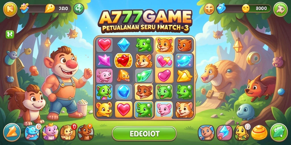 Gameplay seru A777GAME dengan tantangan Match-3 yang menarik.