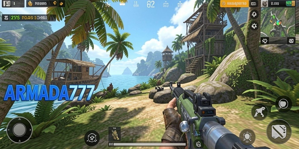 Tampilan seru dari aksi gameplay TPS dalam ARMADA777.