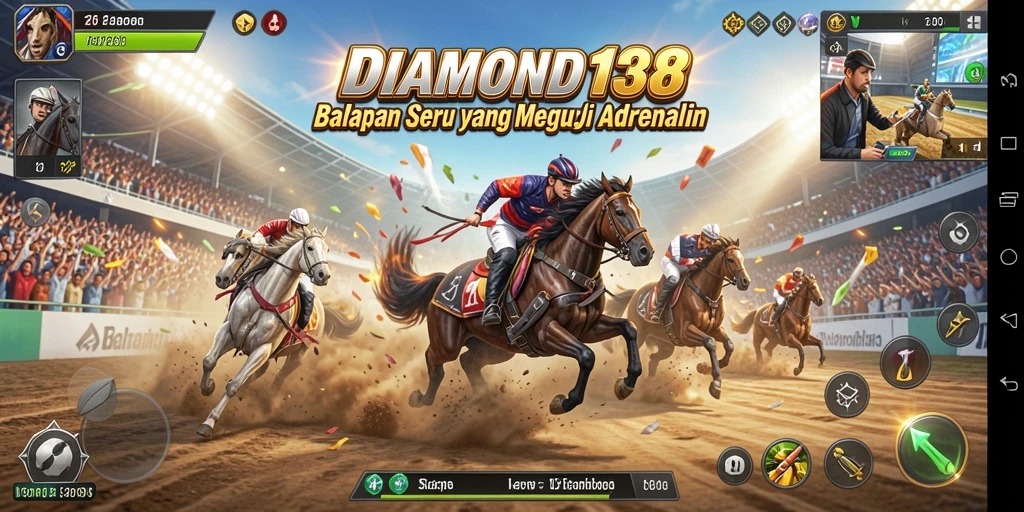Tampilan gameplay balapan seru di DIAMOND138 dengan mobil kustomisasi.