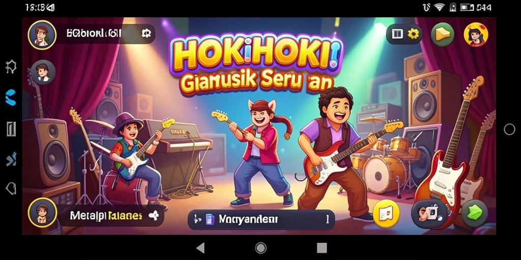 Tampilan gameplay HOKIHOKI dengan permainan musik interaktif.
