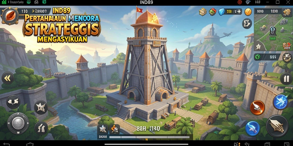 Screenshot menunjukkan aksi menegangkan dalam permainan Tower Defense.
