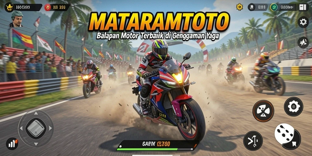 Tampilan gameplay menarik dari MATARAMTOTO saat balapan motor.