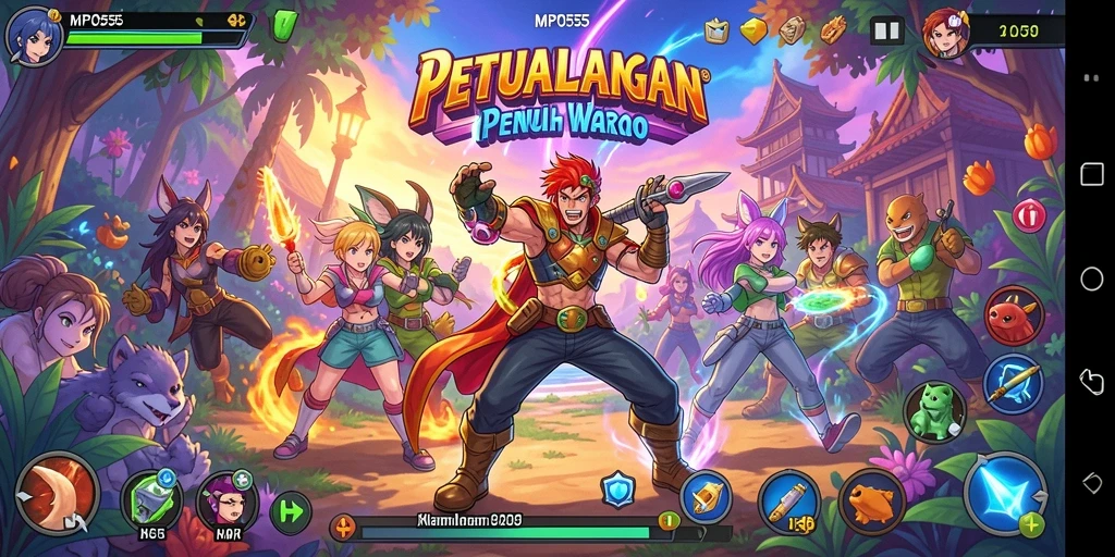 Tangkapan layar MPO555 dengan karakter-karakter anime yang kuat dan gameplay yang menantang.