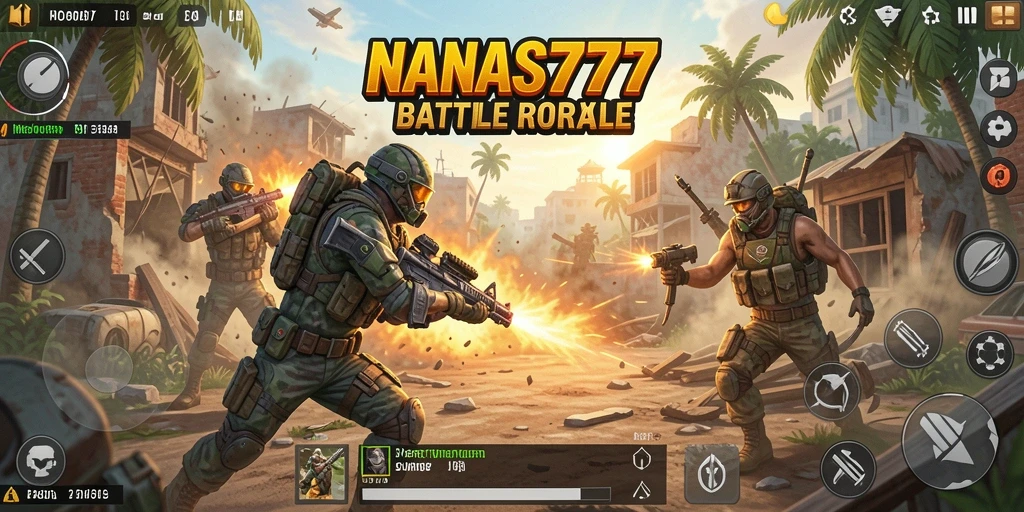 Tangkapan layar gameplay <strong>NANAS777</strong> menampilkan aksi seru dalam pertempuran Battle Royale.