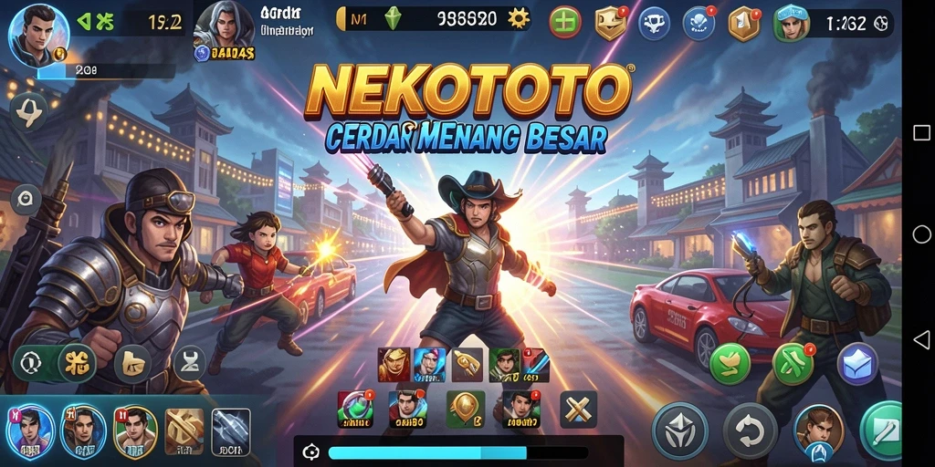 Tampilan gameplay strategis di NEKOTOTO dengan grafis memukau.
