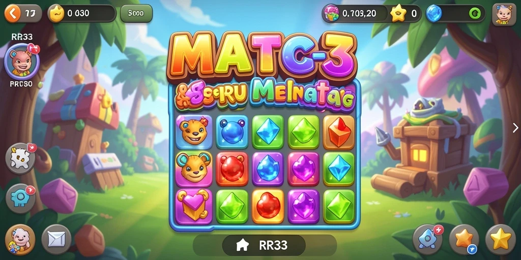 Tampilan gameplay menarik dari game Match-3 RR33.