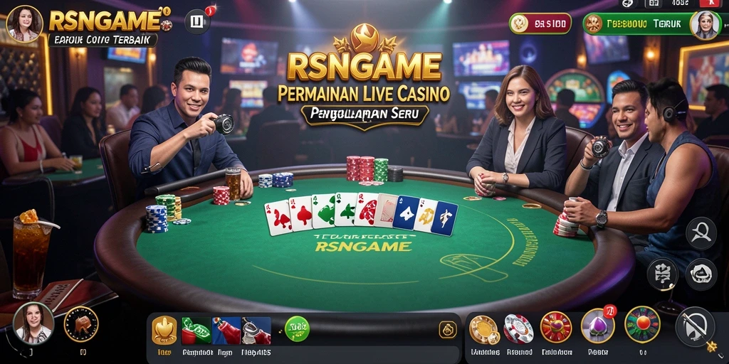 Screenshot RSNGAME menampilkan dealer profesional dalam sesi permainan Live Casino.